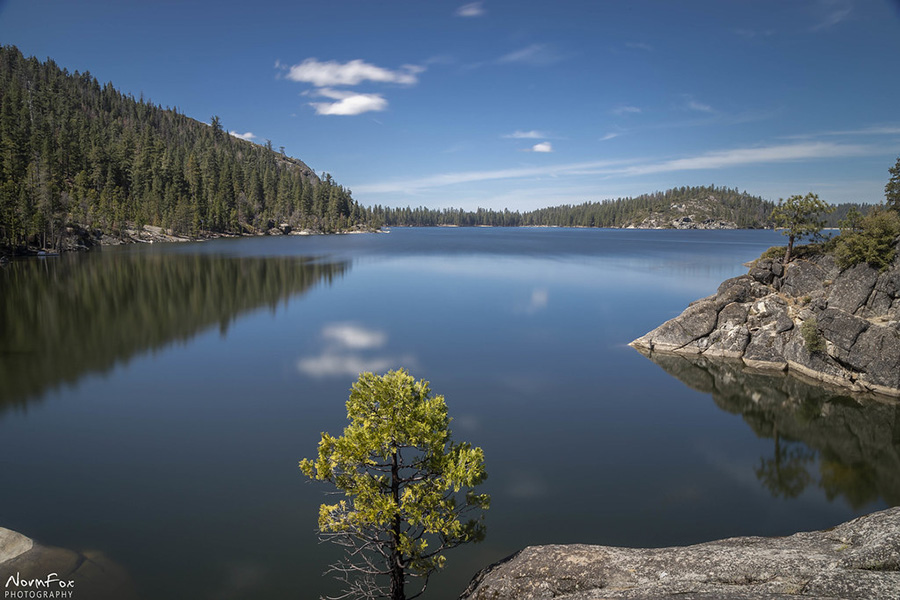 Pinecrest Lake, California is located north of Yosemite National Park at about 6,000 feet (1800 meters).